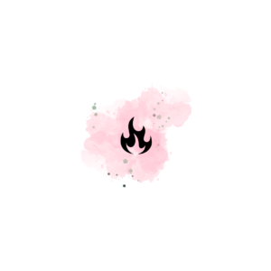 Bazi Feu dessin d'une flamme sur fond vaporeux rose