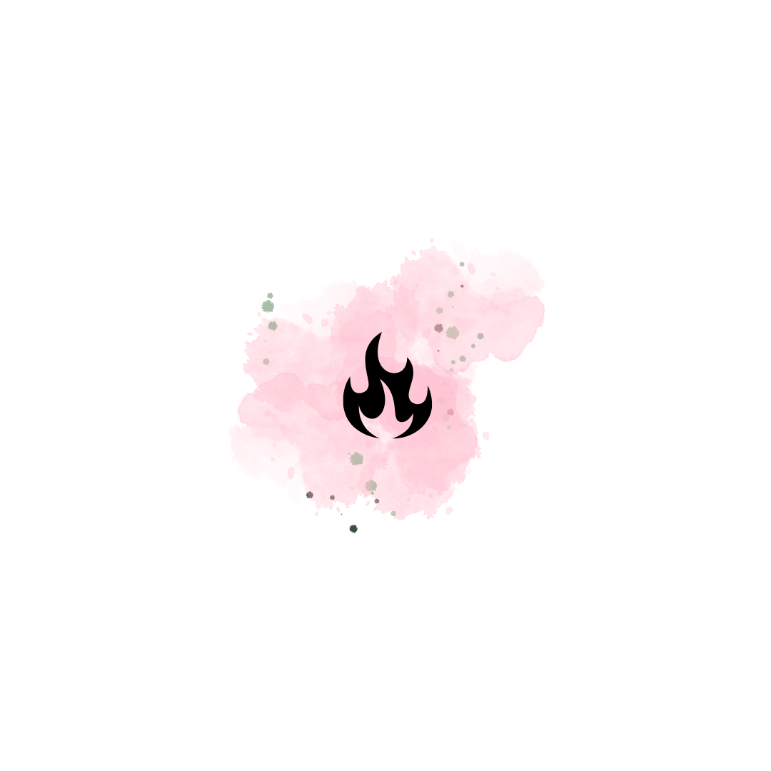 Bazi Feu dessin d'une flamme sur fond vaporeux rose