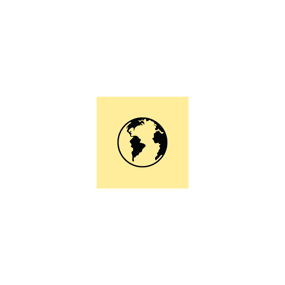 BaZi la Terre un globe terrestre dessiné sur un fond carré jaune