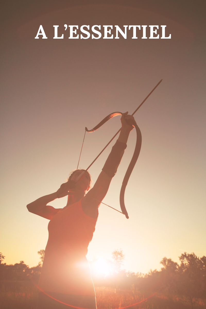 Photo d'un(e) archer qui vise sa cible au contre jour dans la lumière du soleil couchant. Aller à l'essentiel avec l'astrologie chinoise (Bazi)